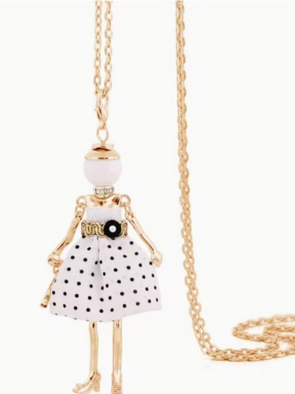 New Black and White Polkadot Lady Figure Necklace